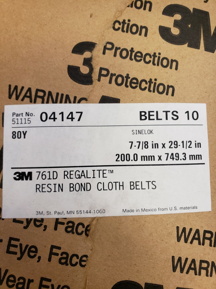 3M Regalite Resin Bond Cloth Belt 04147, 7.875 in x 29.5 in 80Y Grit 10 PACK
