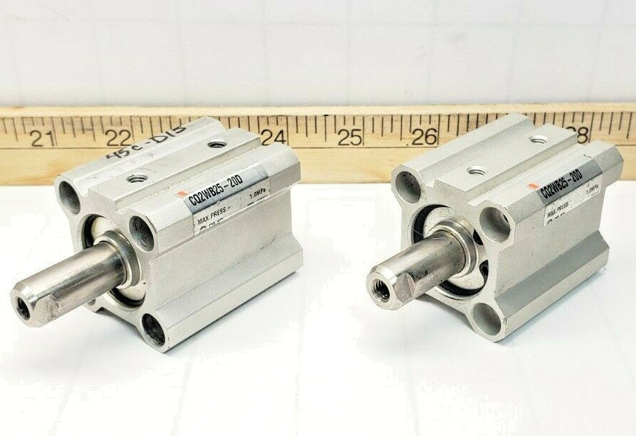 2) SMC Compact Pneumatic Cylinders 25mm Bore 20mm Stroke 1.0 MPa  CQ2WB25-20D