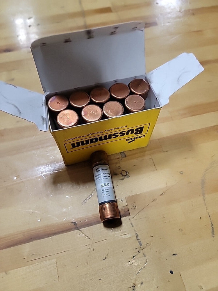 New Box Of 10 Bussmann NON 50 Amp One-Time Fuses 250 Volts NEW LOOK NIB NON-50