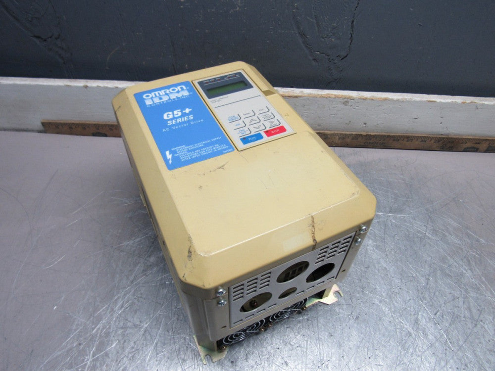 OMRON IDM CONTROLS G5+ SERIES AC VECTOR DRIVE CIMR-G5M45P5 460V 14.8A USED M/O !