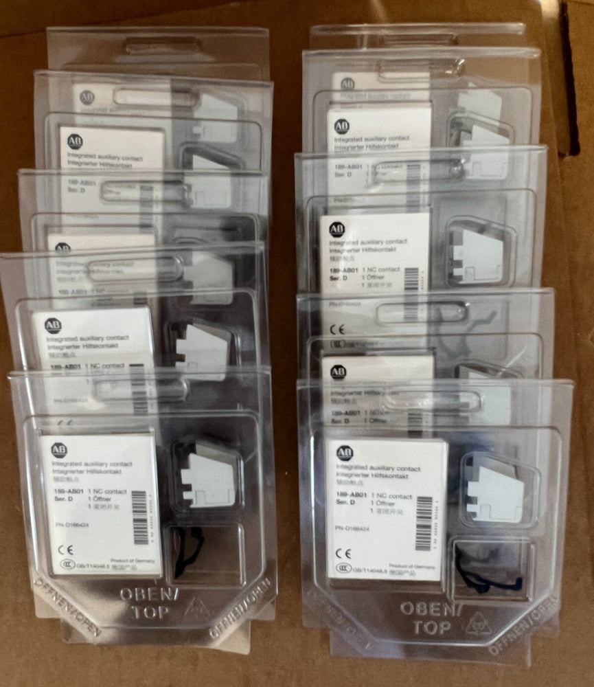 LOT OF 10 NEW!  ALLEN BRADLEY, 189-AB01,  INTEGRATED AUX (NC) CONTACT,  SEALED!