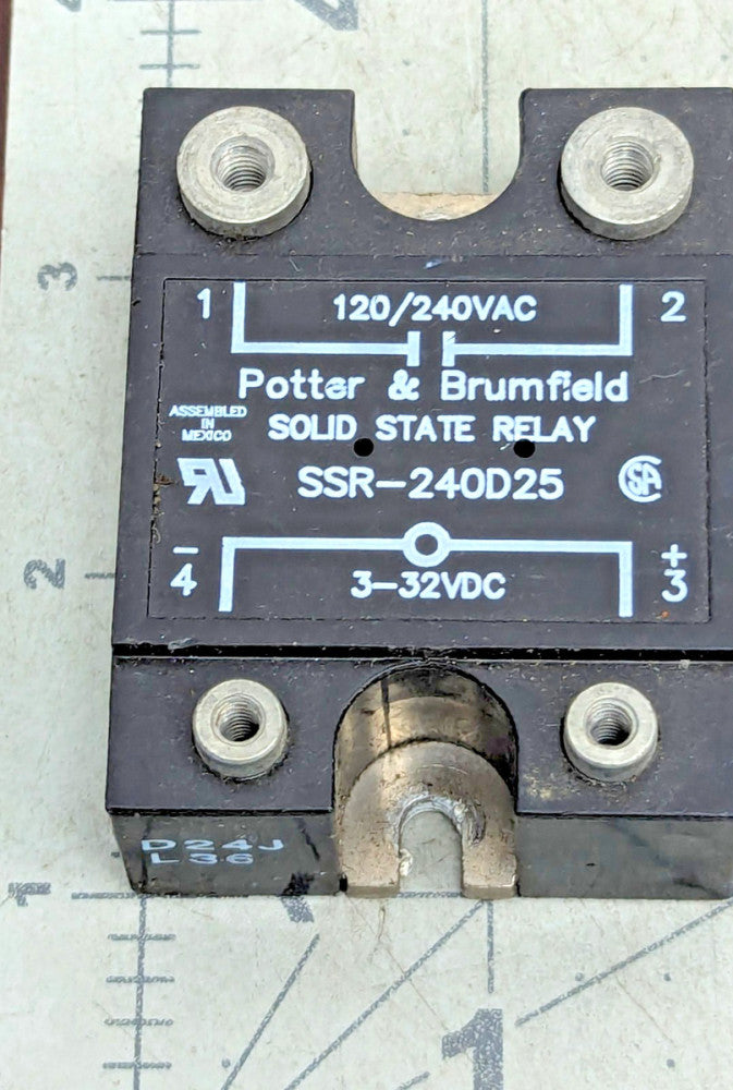 Potter & Brumfield SSR-240D25 Solid State Relay 120/240VAC 3~32VDC Working Pull