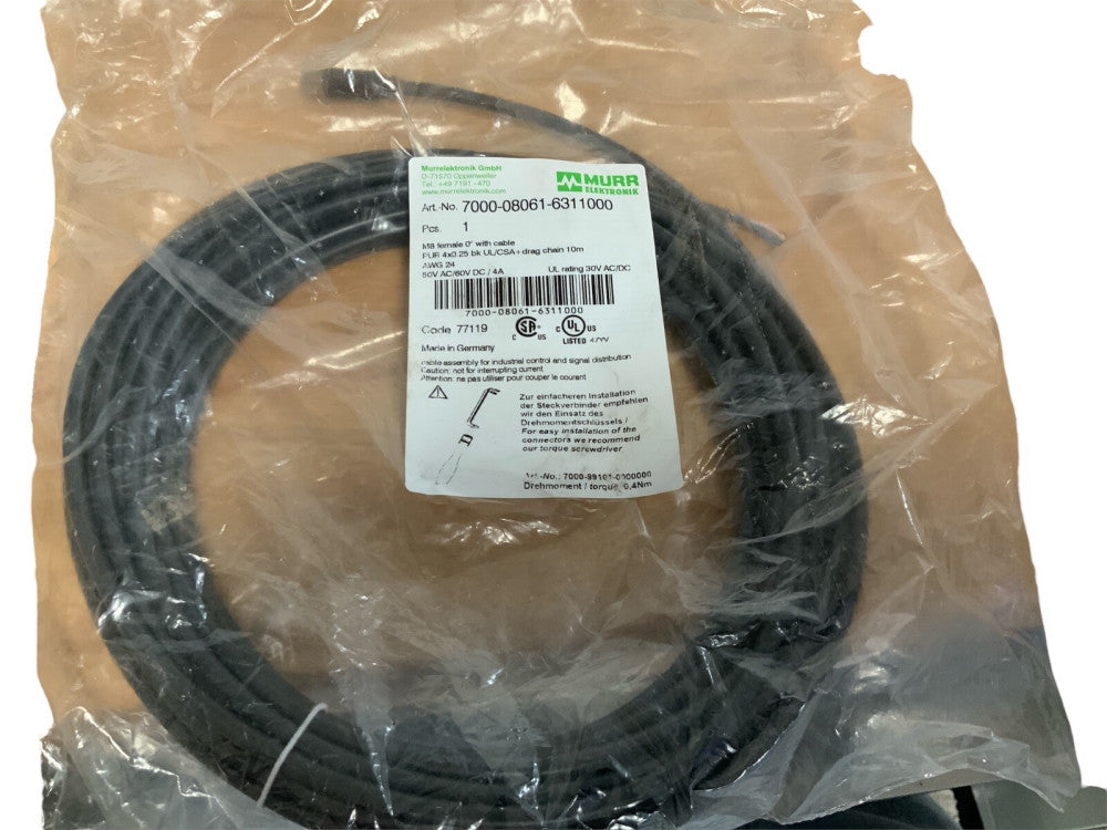 Murr Elektronik 7000-08061-6311000 Cordset, M8 4 Pin Female To Bare Wire, 10M