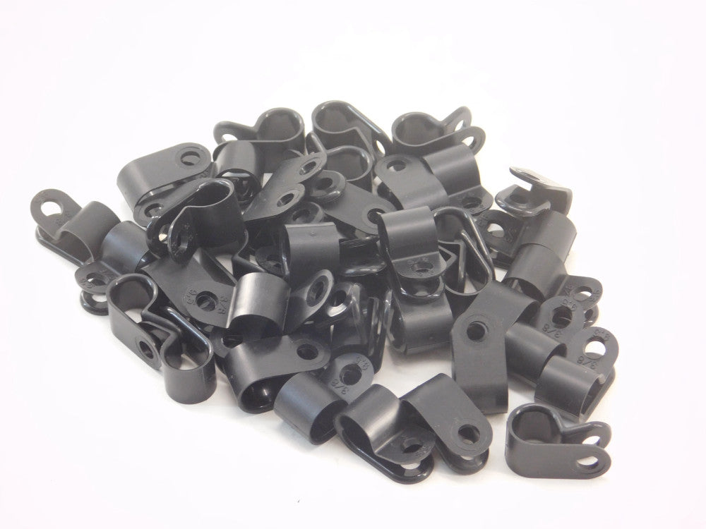 *Lot of 44* 3/8" Black Cable Clamp - NEW Surplus!
