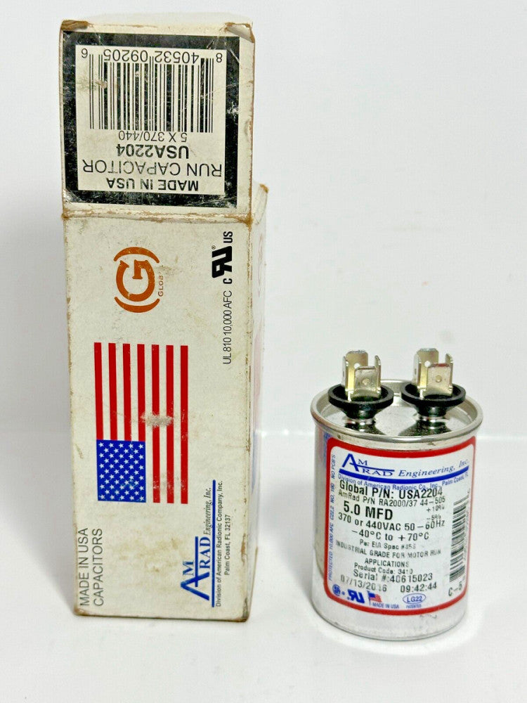 Amrad Global USA2204 Run Capacitor RA2000/37 44-505 5.0 MFD 370/440VAC 50/60Hz