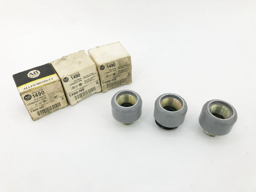 Lot of 3 New AB Allen Bradley 1490-N9 Ser. A Conduit Connectors 3/4"