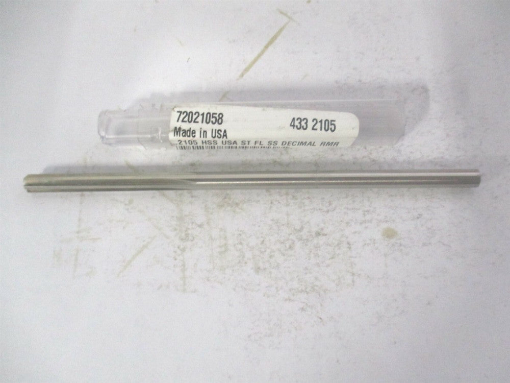 (433-0.2105) 0.2105" x 1-1/4" x 5" 6-Flute Straight Shank HSS Chucking Reamer 