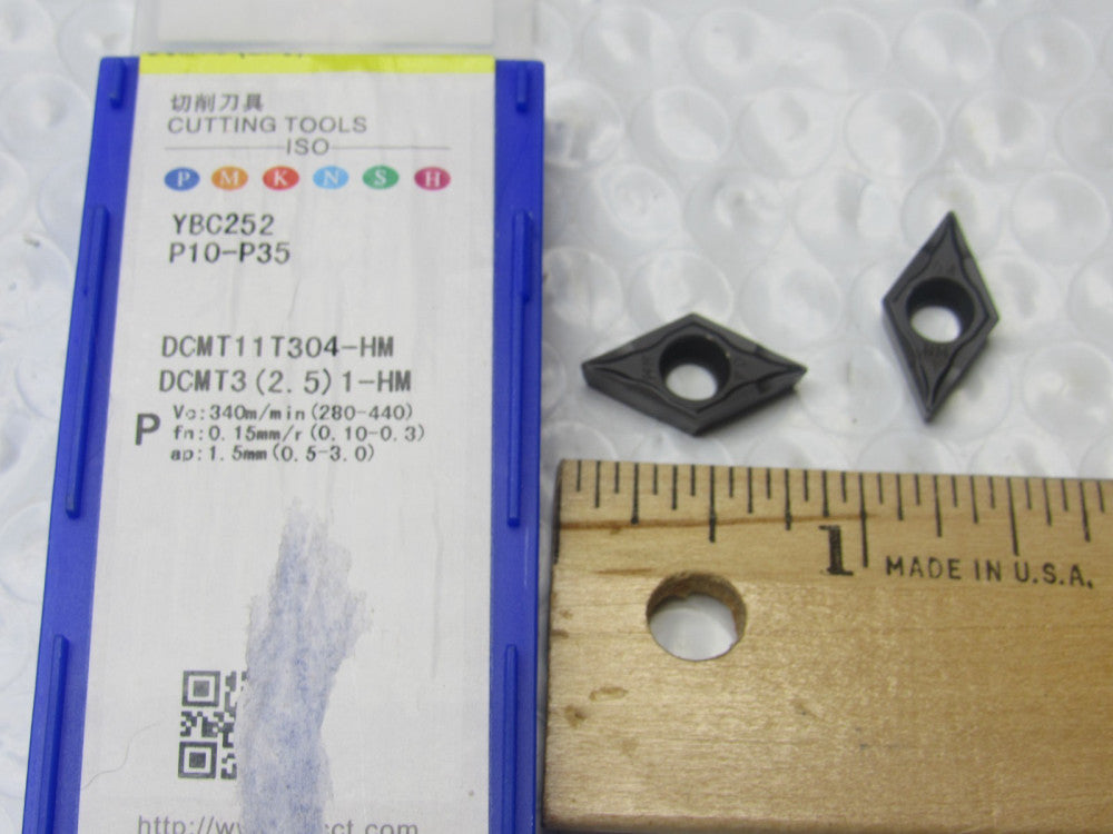 ZCC DCMT-32.51-HM (DCMT11T304-HM) CARBIDE INSERTS (10 PCS. NEW) GRADE YBC252
