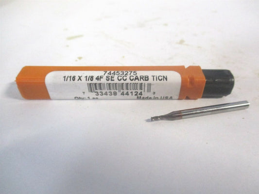 (750434) 1/16" x 3/16" x 1/8" x 1-1/2" OAL Solid Carbide 4 Flute Square End Mill