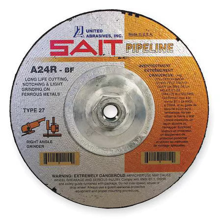 United Abrasives/Sait 22062 Cut-Off & Grinding Wheel, Type 27, 9 In Dia, 0.125