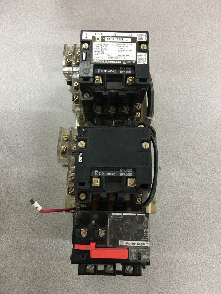 NEW SQUARE D SIZE 1 CONTACTOR 8736 SC07 FORM H200S WITH 9065 SSC20 MOTORLOGIC