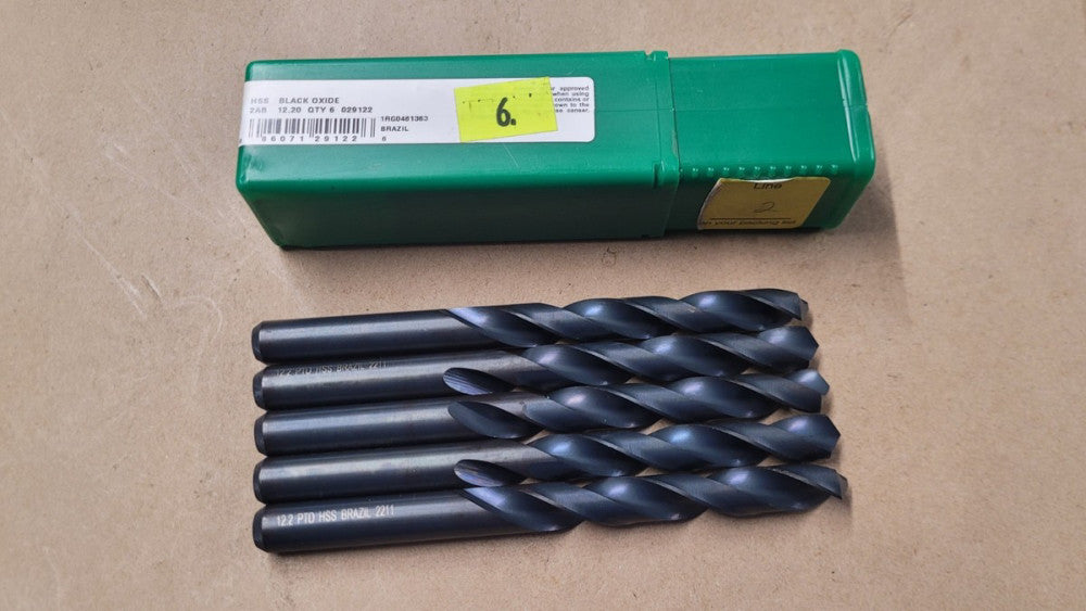 Lot Of 5 PTD Precision 12.2 mm Jobber Length Drills HSS Black Oxide