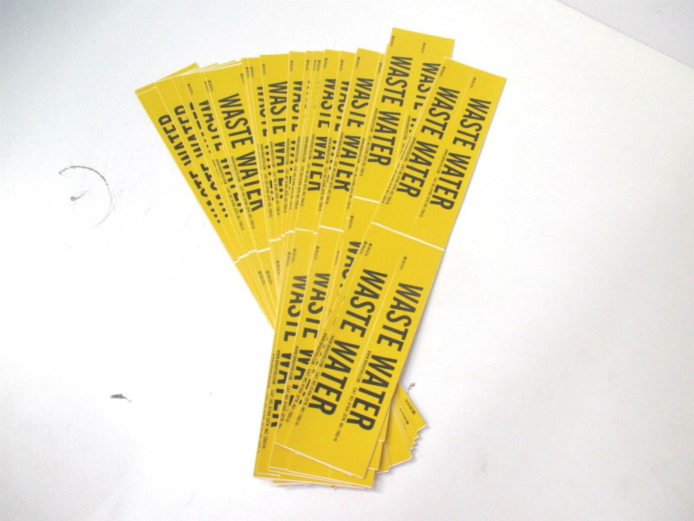 Brady (7302-4) 1-1/8" x 7" Waste Water Adhesive Pipe Marker 4ct. - Lot of 25