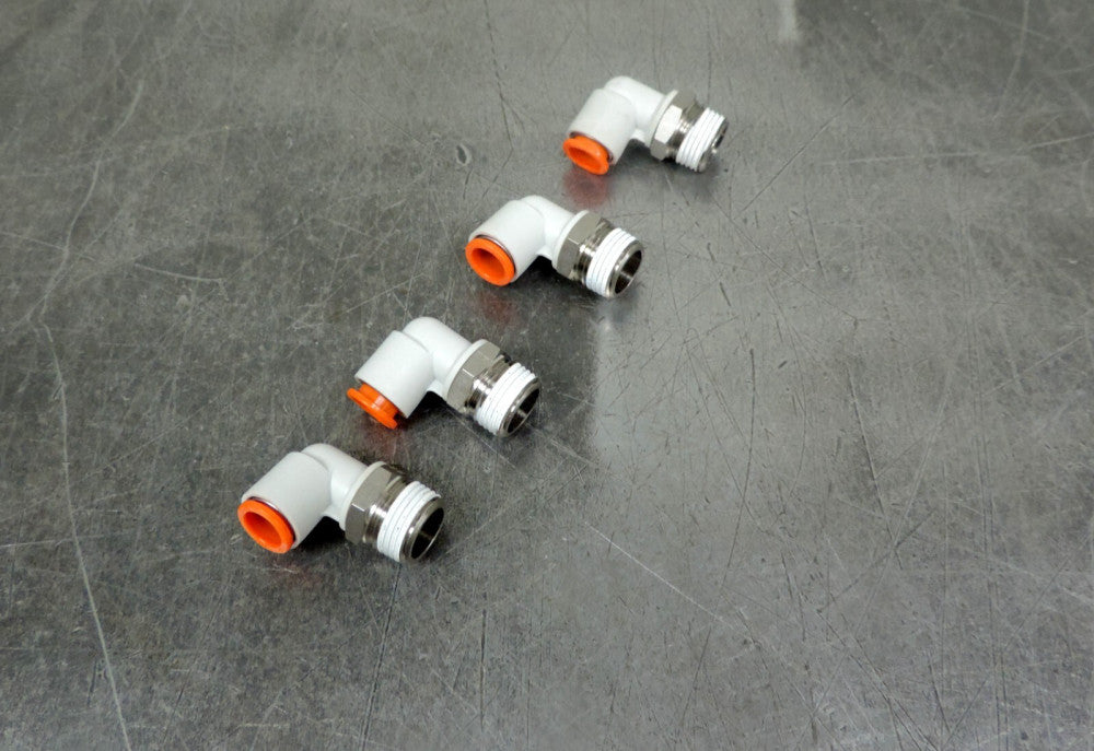 SMC 3/8" NPT X 3/8" Elbow Push to Connect Fitting Lot of (4) Four