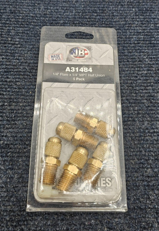 (5 PIECES) JB Industries A31484 1/4" Flare x 1/4" MPT Half Union