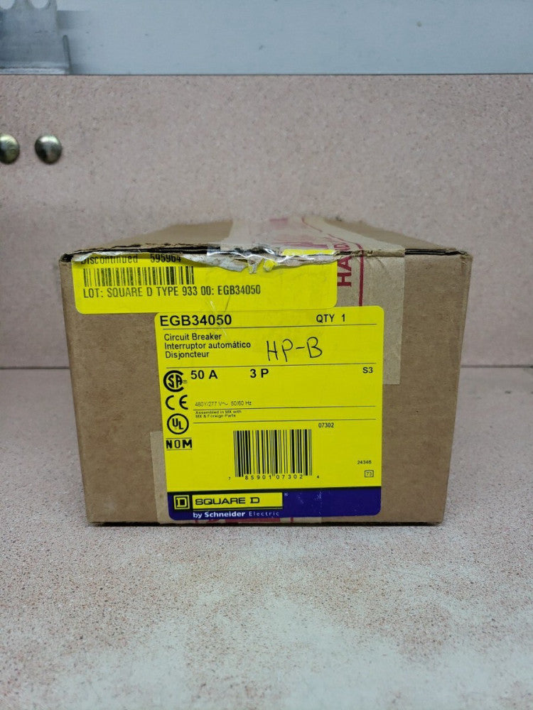 New Old Stock Square D EGB34050 50A 277/480V Circuit Breaker