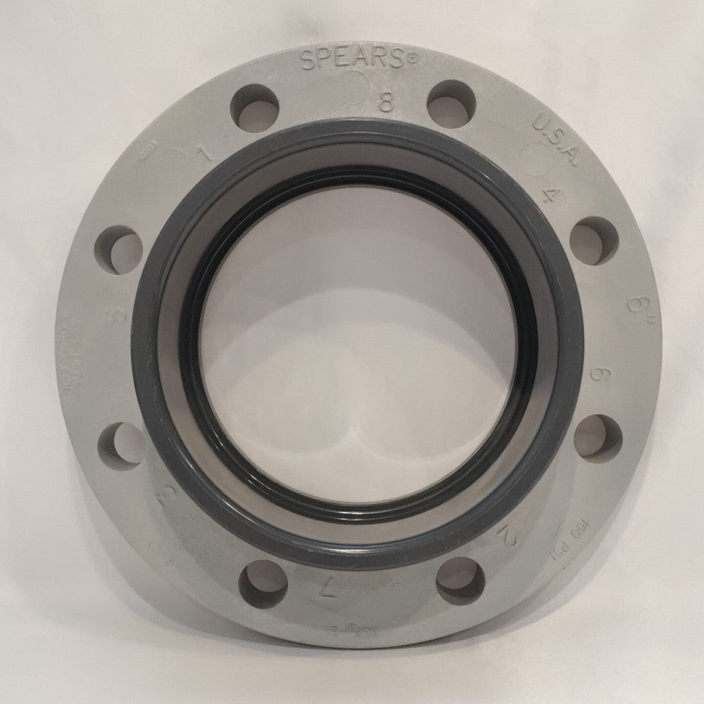 SPEARS NSF-61 Flange, 6 Inch, PVCI, 150 PSI, Bolt Torque 40 FT-LBS SCH 80