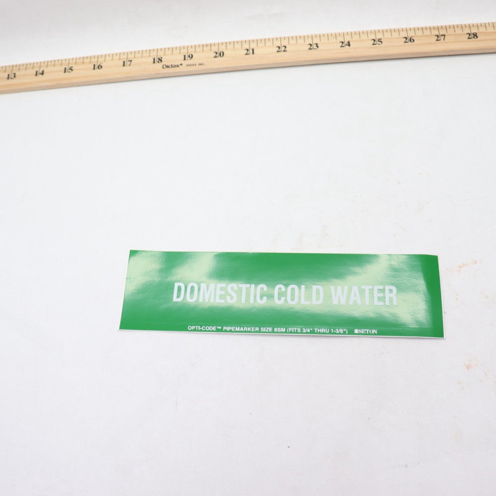 Pipe Marker Domestic Cold Water Vinyl 14"L x 2"H 1-1/4"