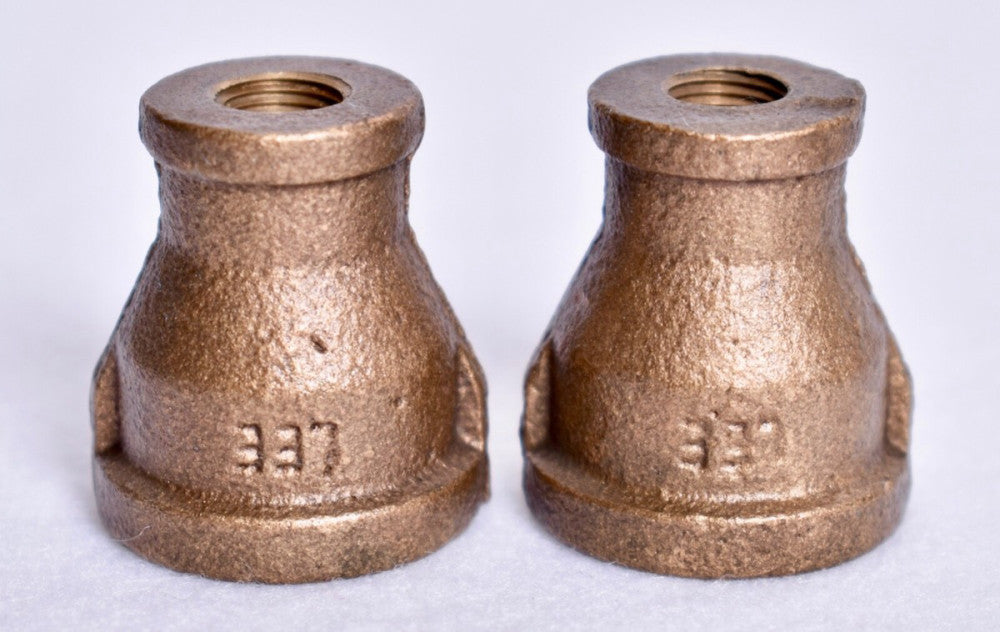 2 Count Lee Brass Reducers Couplings Threaded 1/2" x 1/8" NPT  Made in USA