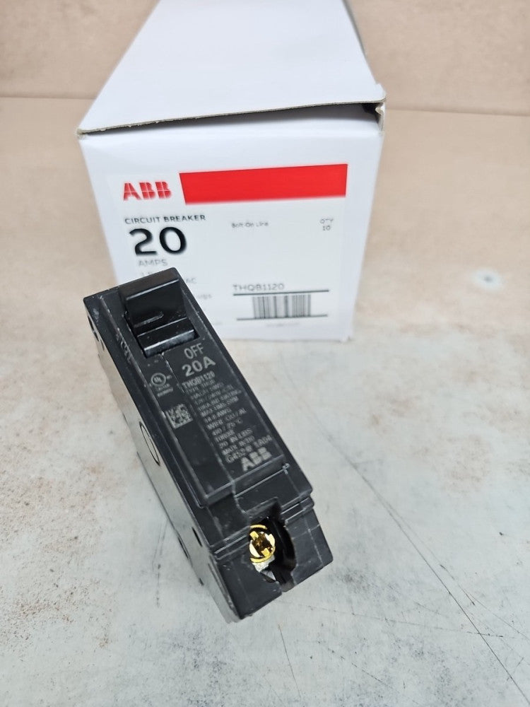 1) New ABB THQB1120 Bolt On 20 Amp Single Pole Circuit Breaker