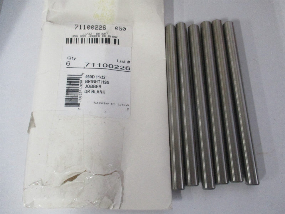 (950D 11/32) 11/32" x 4-3/4" OAL Bright Finish HSS Long Drill Blank - Qty 6