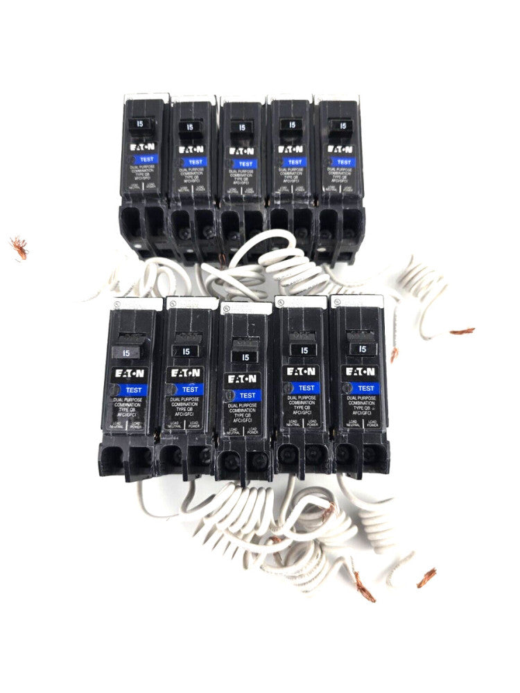 10pcs Eaton Circuit Breaker QB1015AFGF Bolt-on Dual Function AF/GF 1P 15A NTO