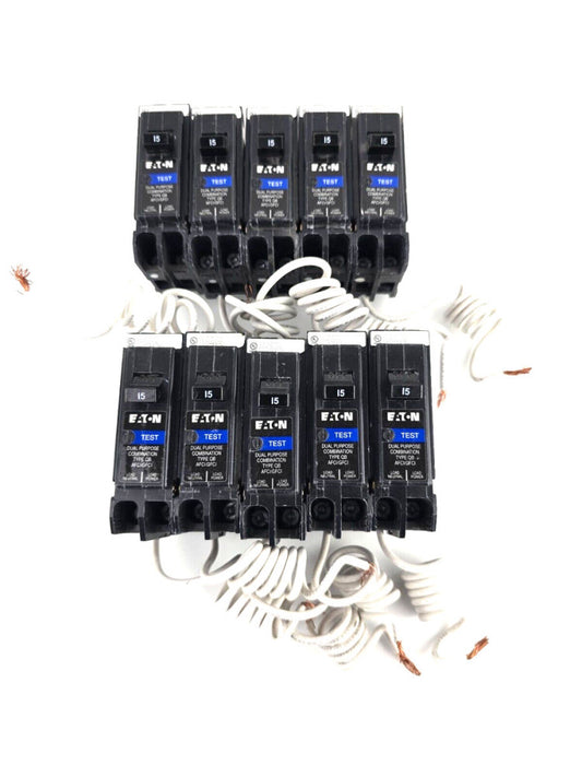 10pcs Eaton Circuit Breaker QB1015AFGF Bolt-on Dual Function AF/GF 1P 15A NTO