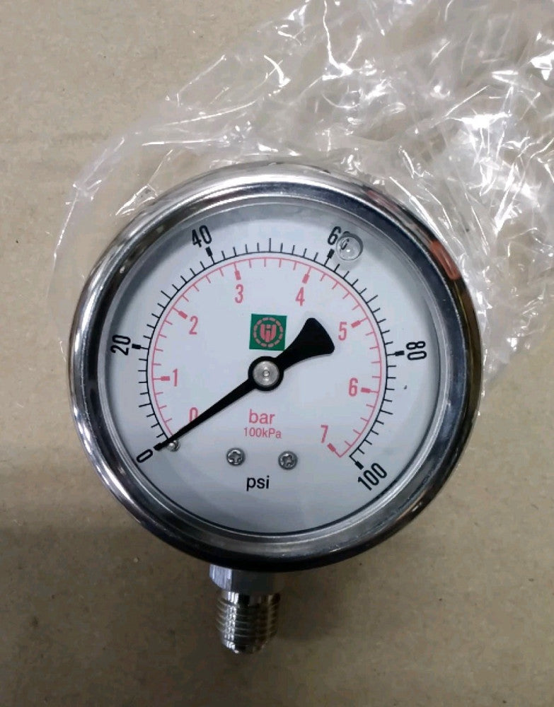 United Instruments 25-500FG02L Pressure Gauge, 0-100 PSI/BAR E30