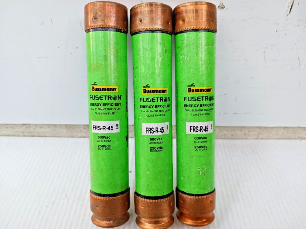 Lot Of Three) Cooper Bussmann 45 Amp Time-Delay RK5 Fuse 600 VAC FRS-R-45