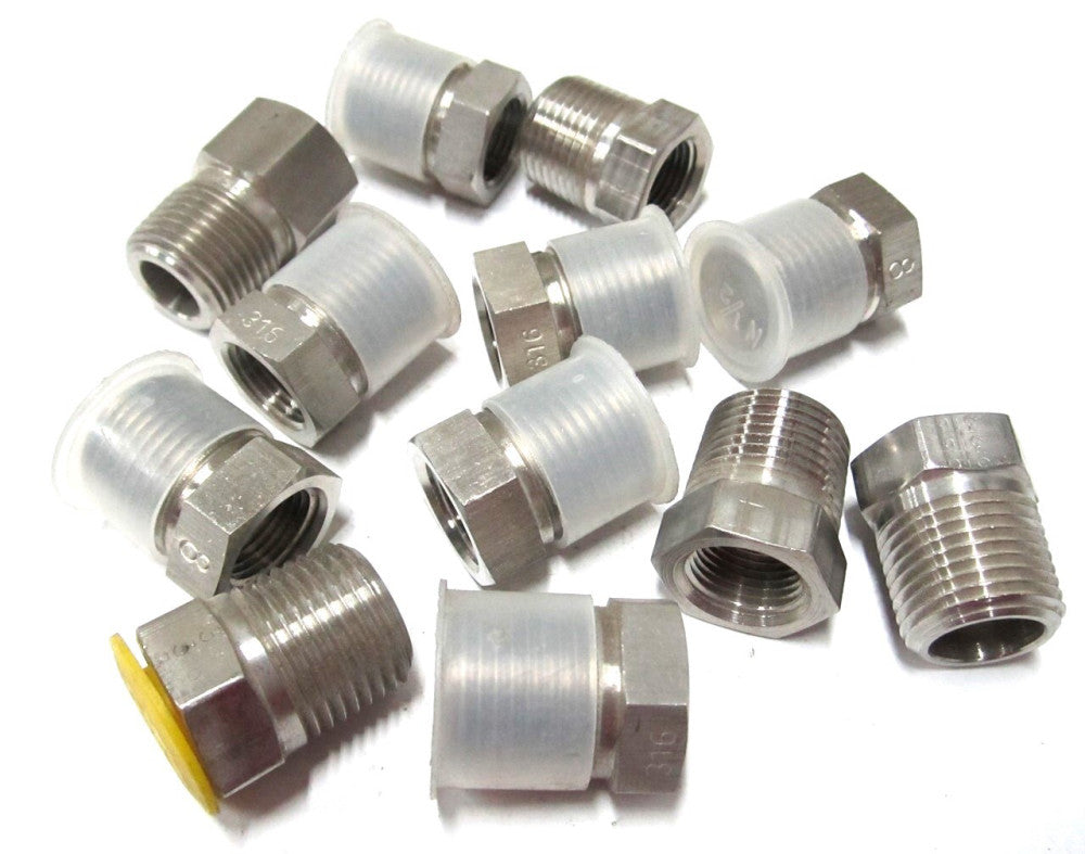 Brennan (SS-5406-08-06) 3/8 FPR x 1/2 MPR Stainless Straight Adapter - 12 QTY
