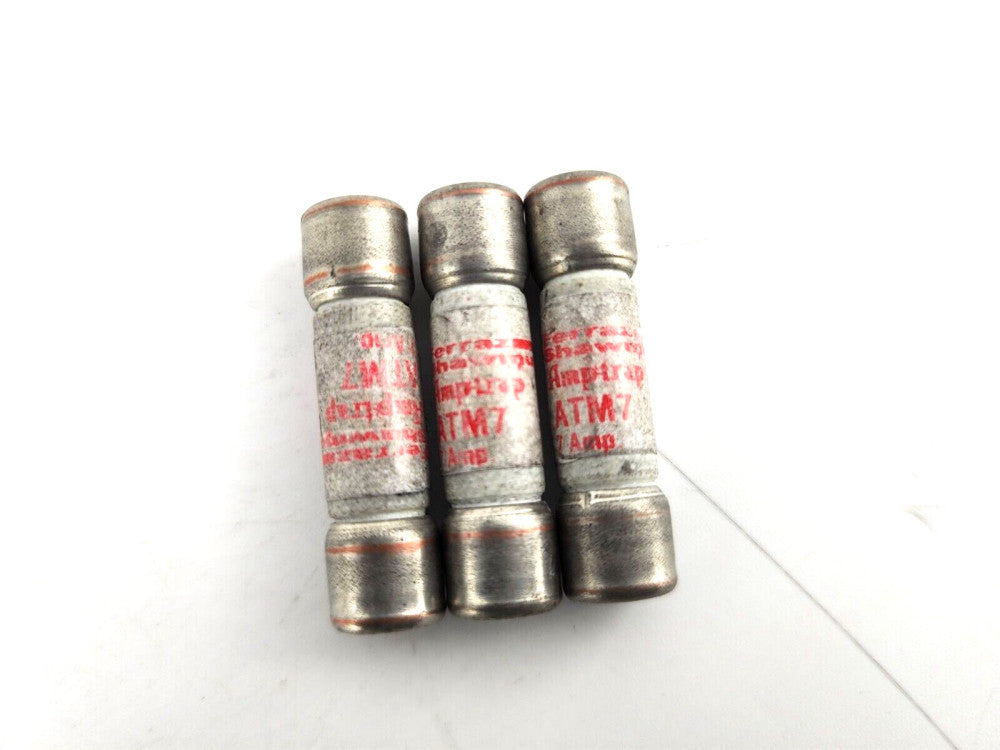 3pcs AmpTrap Cylindrical Nonindicating Fuse 7A ATM 600VAC/DC Model ATM7