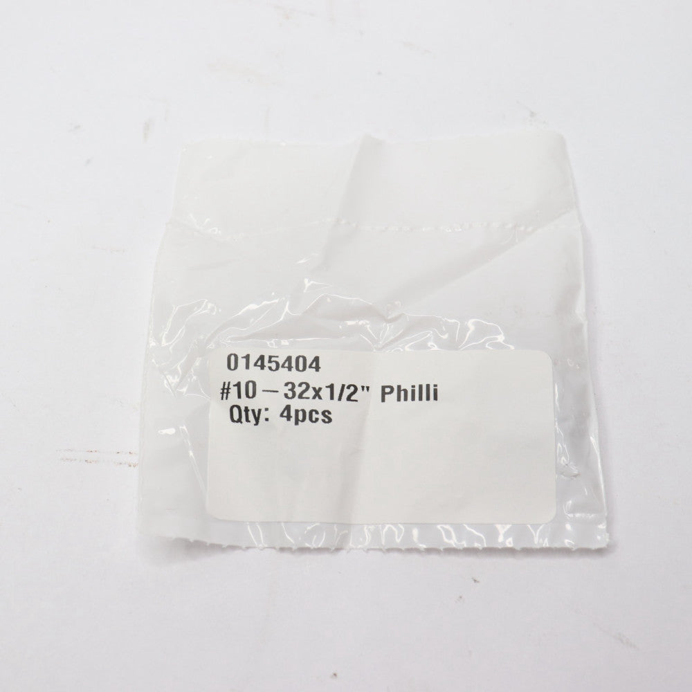 (4-Pk) Phillips Pan Machine Screw Steel Black Oxide #10-32 X 1/2" 0145404