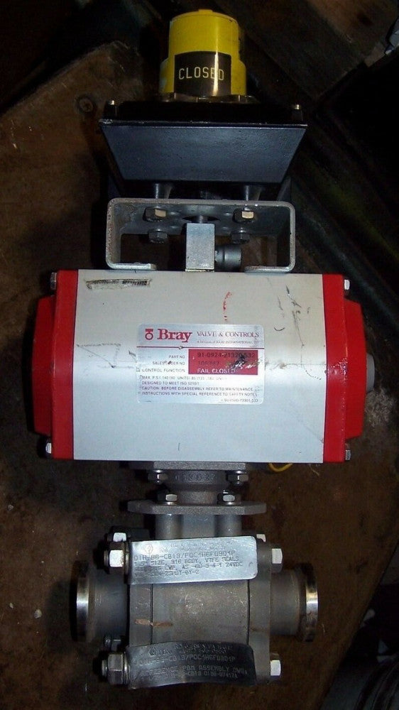 BRAY PBM 1-1/2" STAINLESS 3-WAY ACTUATED BALL VALVE DIH-S6-CB13   900 PSIG CWP 