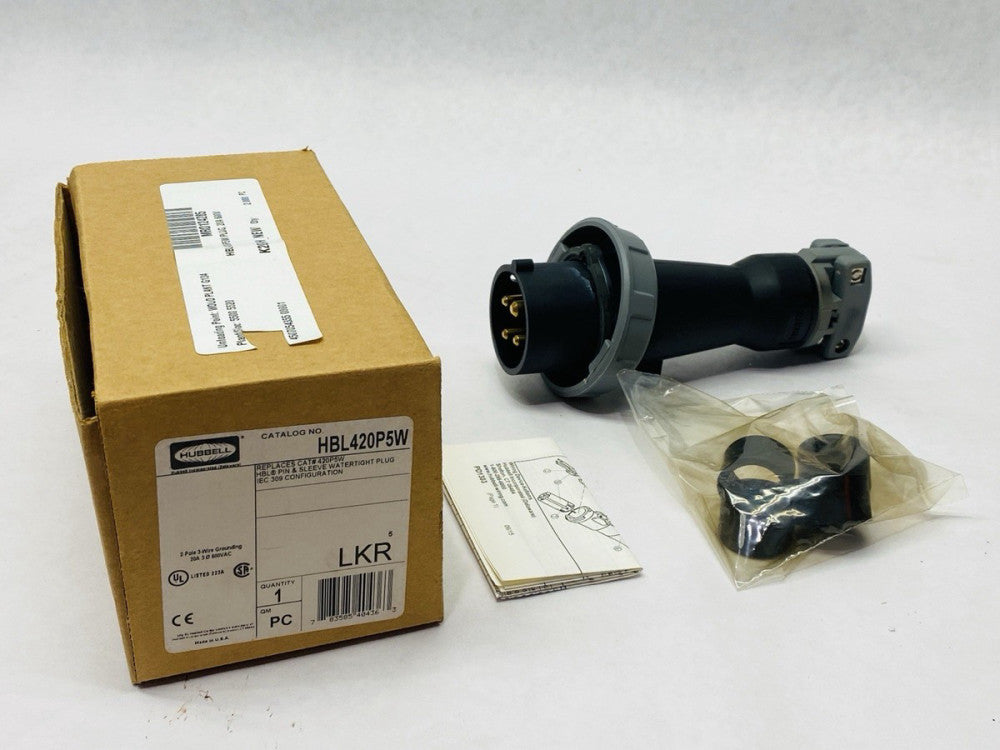 Hubbell HBL420P5W IEC Pin And Sleeve Plug Industrial Grade Male Plug 20A 3P