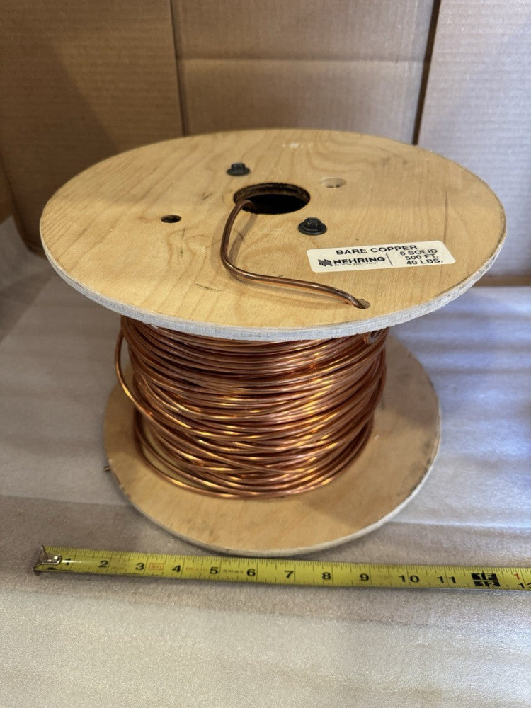 BARE COPPER  6 AWG 500' FEET SOFT ANNEALED GROUND WIRE SOLID