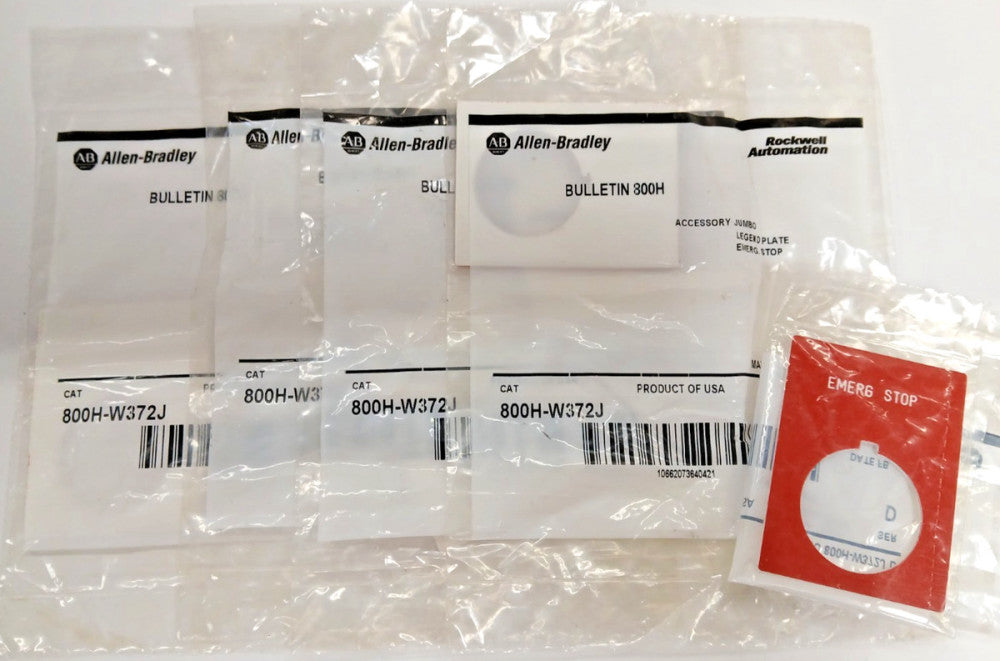 ALLEN BRADLEY BULLET 800H ACCESSORY JUMBO EMERGENCY STOP LEGEND PLATE  LOT OF 5