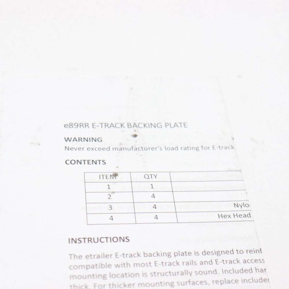Backing Plate w/ Hardware Galvanized Steel 6" Long x 6" Wide E89RR
