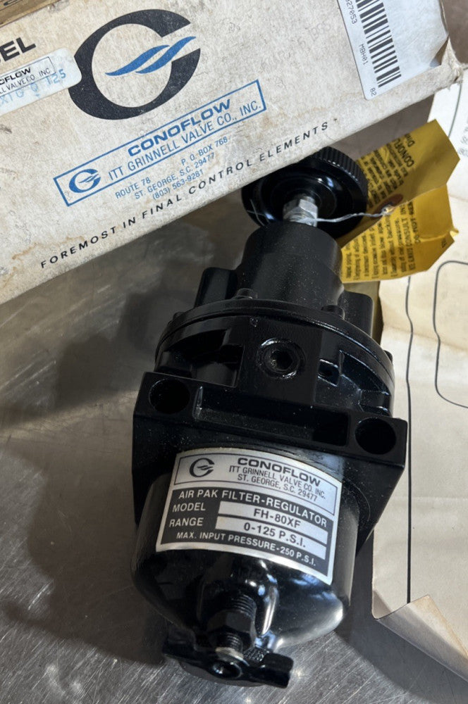 Conoflow Air-Pak Filter Regulator FH-80XF 1/4"NPT 0-125 Nos Surplus