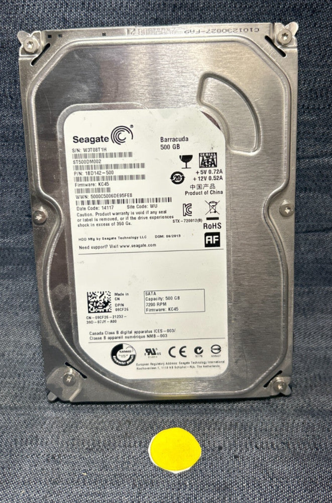 SEAGATE HARD DRIVE 1BD142-500  500GB   +5V 0.72A  +12V 0.52A