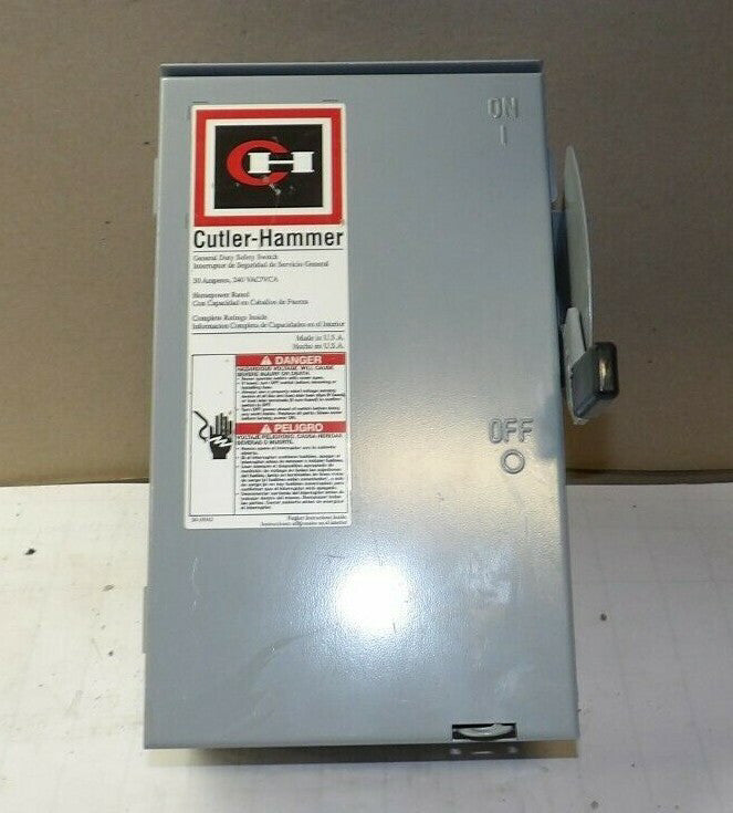 NEW CUTLER HAMMER 20 AMP 3 POLE NON-FUSED 3R SAFETY SWITCH 240 VAC DG321NRB