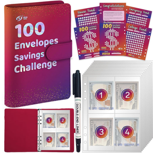 100 Envelopes Money Saving Challenge Binder 100 Envelope Challenge Binder - F...