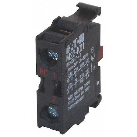 Eaton M22-K01 Contact Block,Screw,Black,22Mm,1Nc