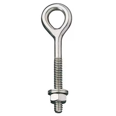 Zoro Select 5Lae1 Routing Eye Bolt Without Shoulder, 5/16"-18, 4 In Shank, 1/2