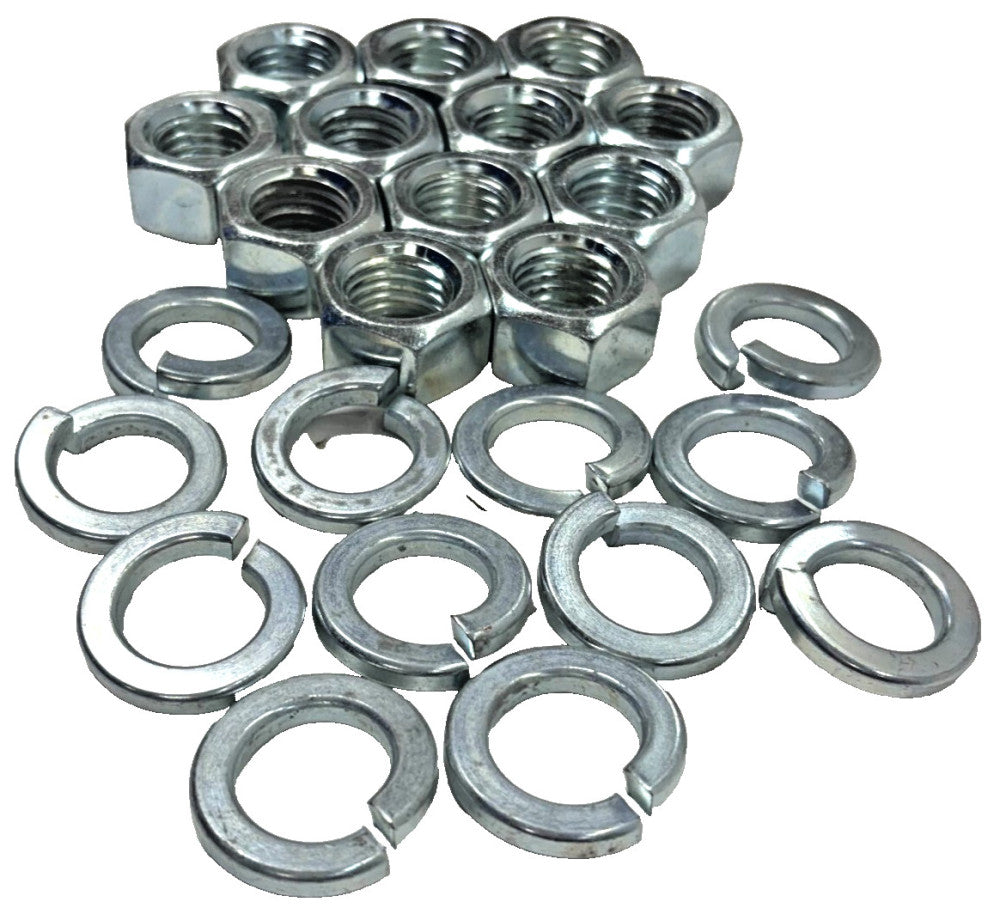 CARBON STEEL HEX NUTS 1"-8 2H SPLIT LOCK WASHER ID 1-1/8" LOT OF 24 ZINC PLATED