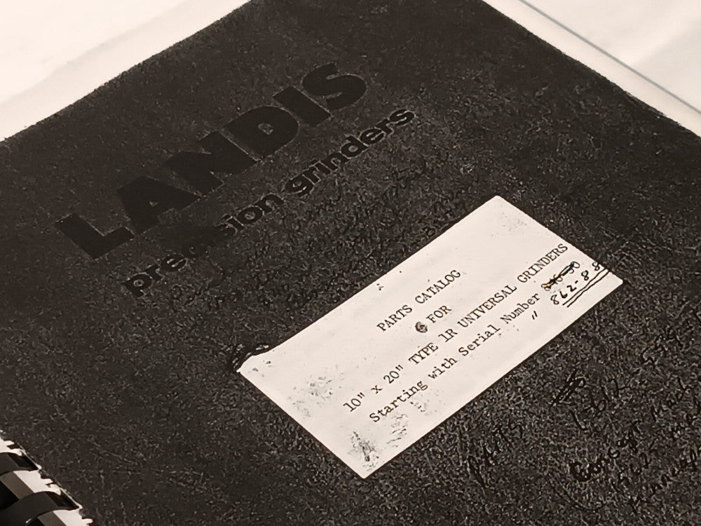 Landis Tool 10"x20" Type 1R Universal Grinder Machine Parts Catalog, as shown