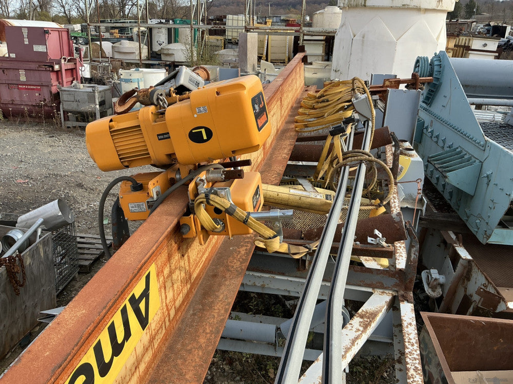 Yale 38' Bridge Crane Harrington NER010L 1 Ton Electric Chain Hoist