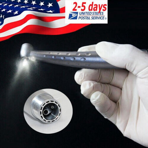 US~Dental high Speed E-generator Fiber Optic LED Handpiece Push Button 2 holes