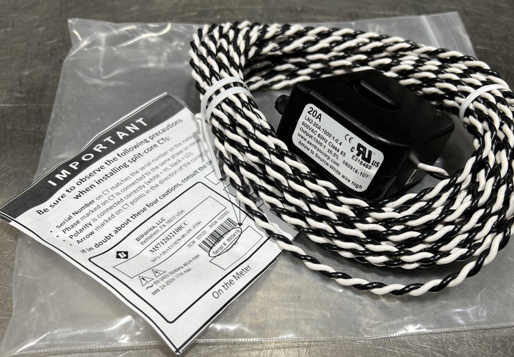 LN2-20A:1000:1-0.4 CT Split-Core Current Transformer Sensor Nos Surplus