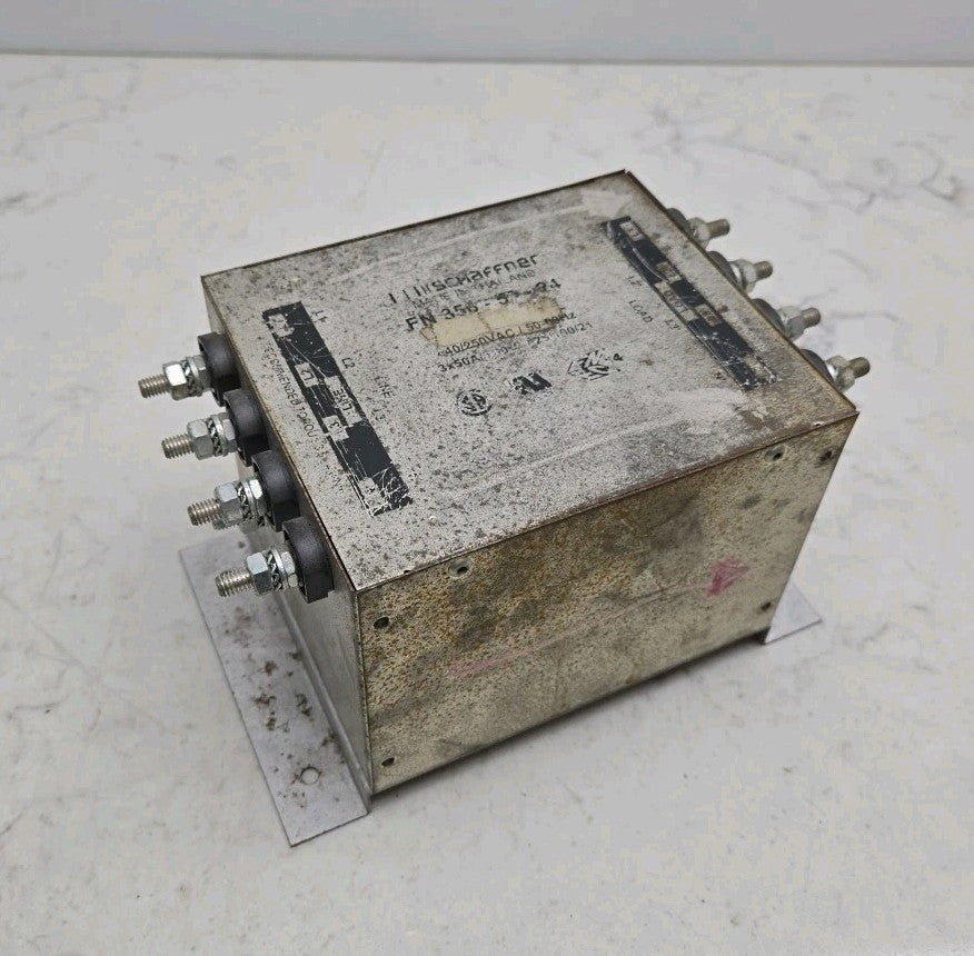 Schaffner FN356-50-24 RFI In-Line Filter 3-Ph 440/250 Vac 50A @ 40°C Used