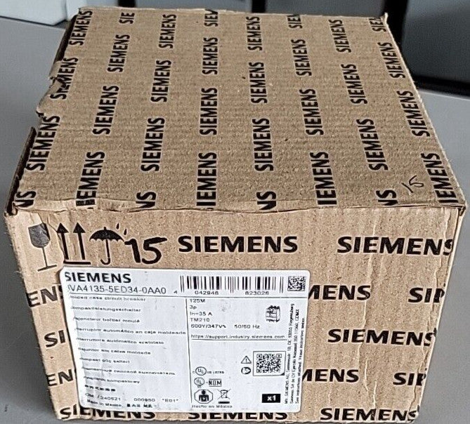 1) SIEMENS 3VA4135-5ED34-0AA0  ,CIRCUIT BREAKER,  3P/35A /480V/35kW